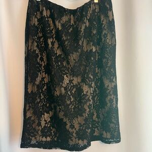 Black Lace Illusion Pencil Skirt